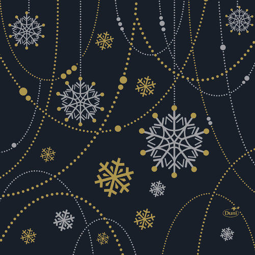1a DUNI Zelltuch-Serviette --- Snowflake Necklace black --- 33 x 33 cm --- 250 Stück